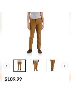 Carhartt Women's Rugged Flex Relaxed Fit Canvas Work Pant, Khaki, 10 Regular EUC